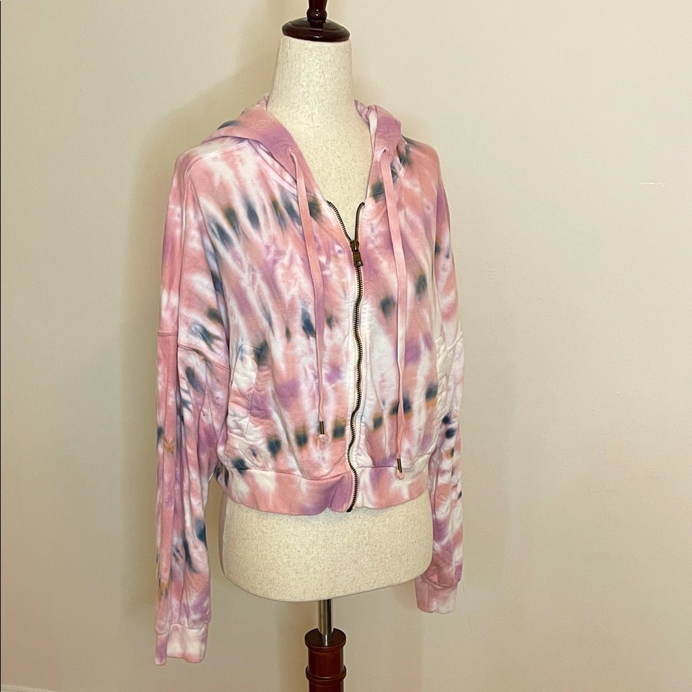 Young Fabulous & Broke Tie-Dye Cropped Hoodie Zip Sweatshirt Small